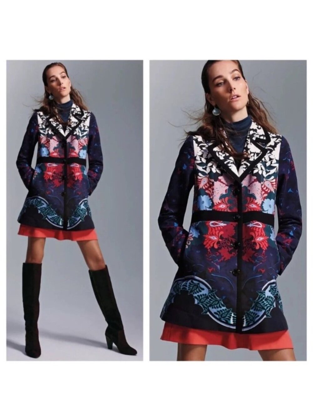 Anthropologie Elevenses Coat Size 4P Florilege Tapestry Floral Lined Groovy
